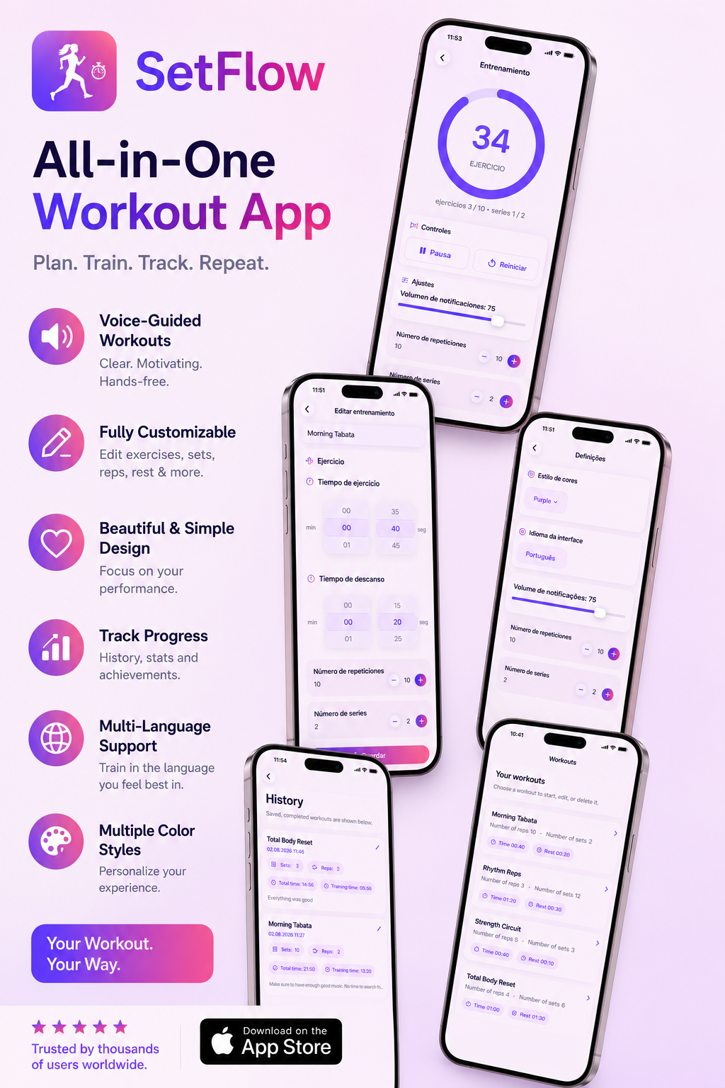 SetFlow Pulse workout planning and history